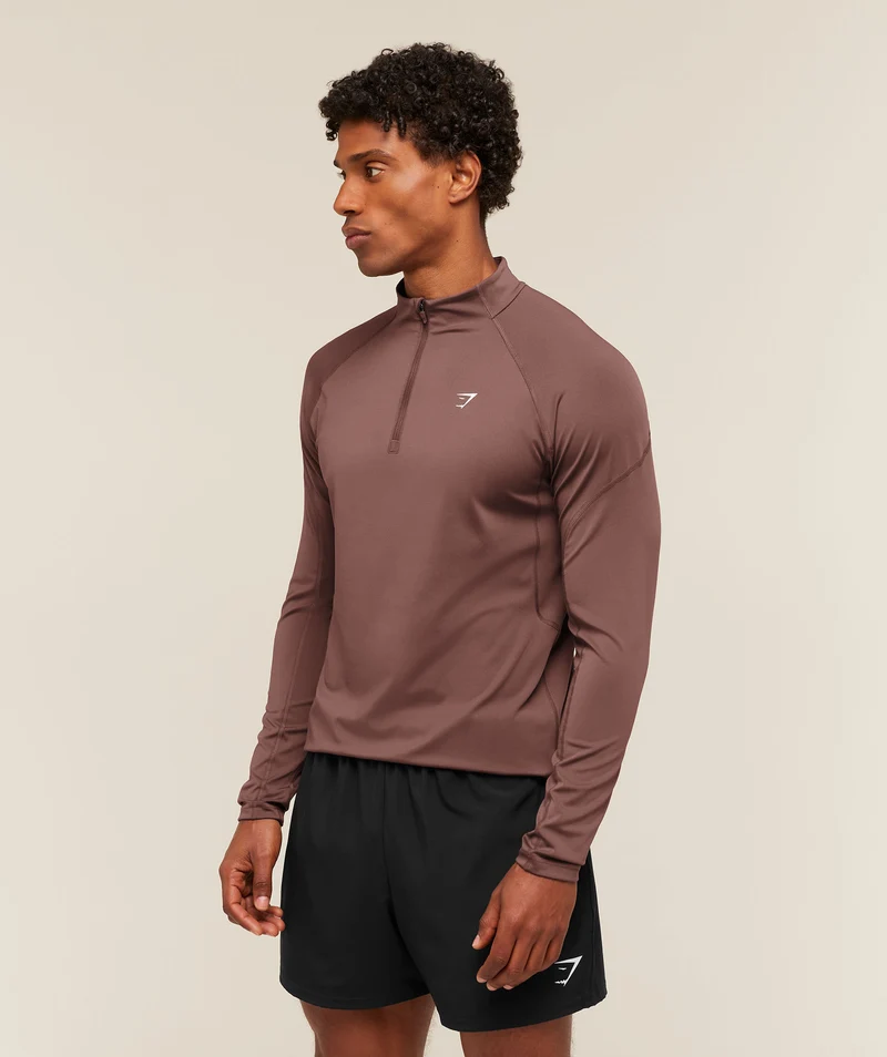 Gymshark Performance 1/4 Zip - Espresso Brown