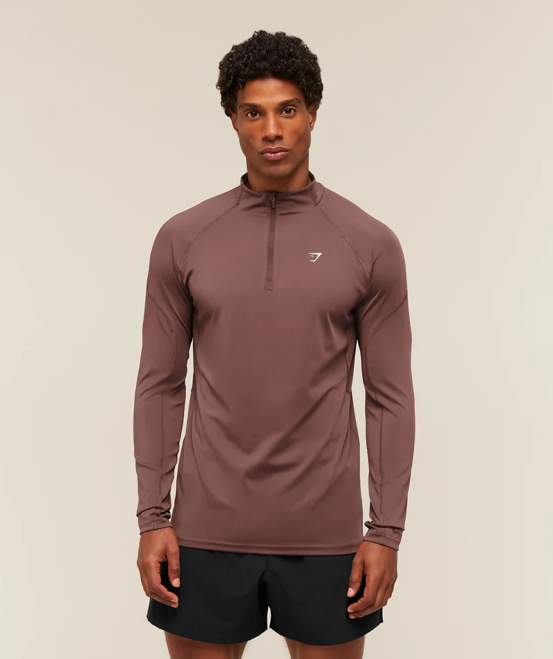 Gymshark Performance 1/4 Zip - Espresso Brown