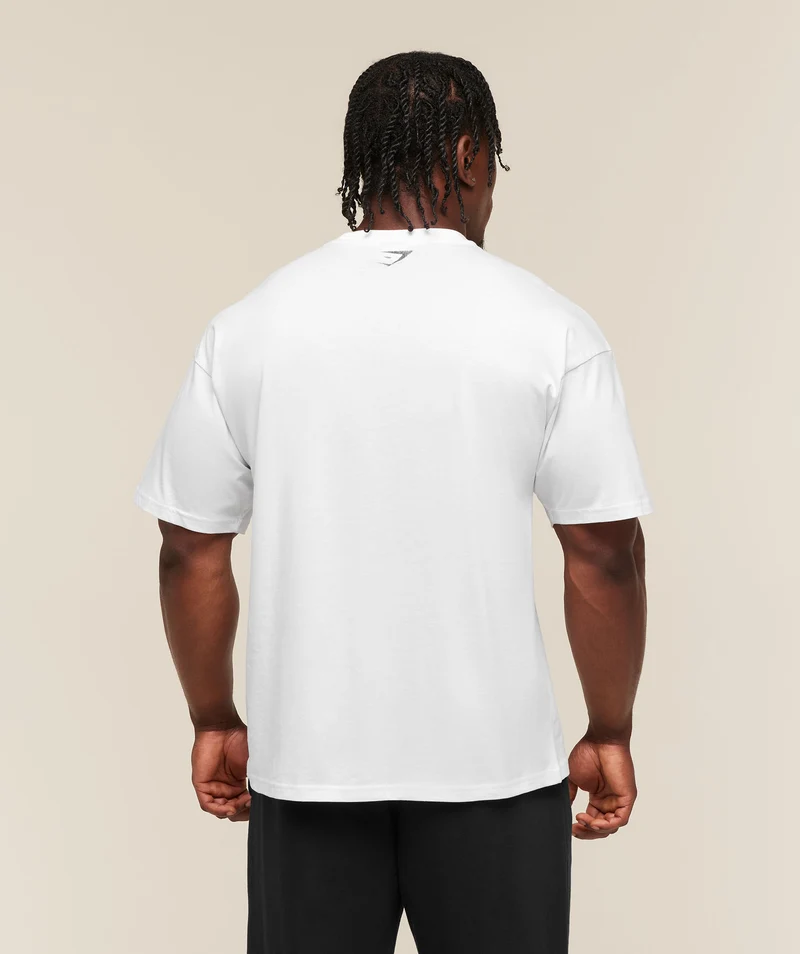 Gymshark Faded Collegiate Graphic T-Shirt - White
