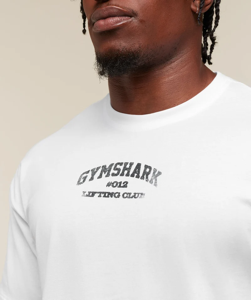 Gymshark Faded Collegiate Graphic T-Shirt - White