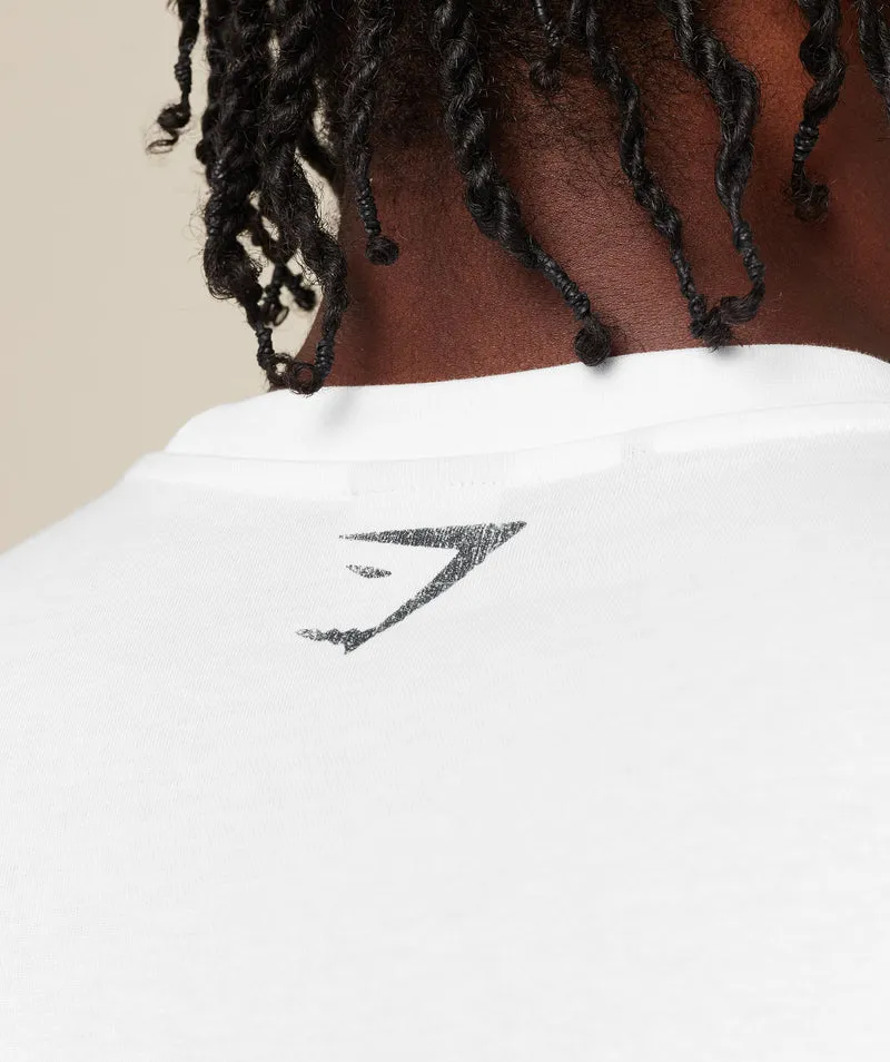 Gymshark Faded Collegiate Graphic T-Shirt - White
