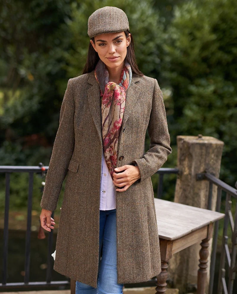 Harris Tweed Damenmantel "Emilia" in evergreen