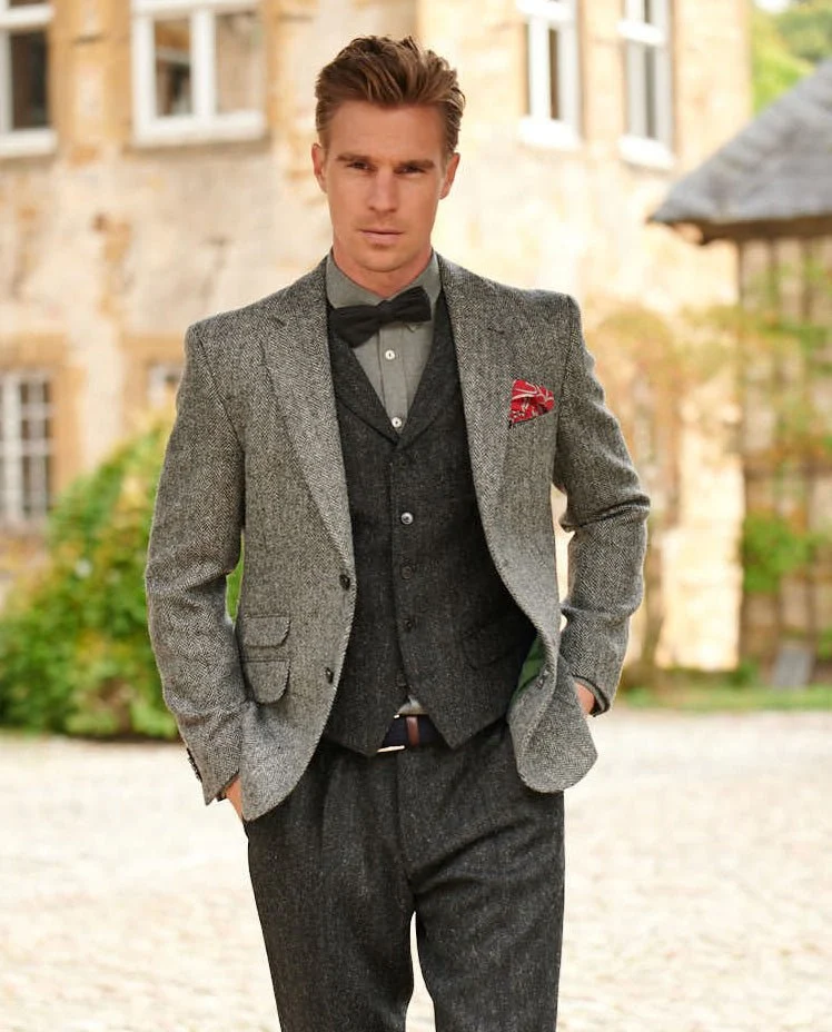 Harris Tweed Sakko "London" in black herringbone