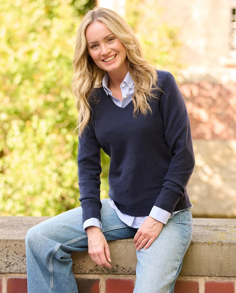 Damen Lambswool Pullover "Mary" in navy