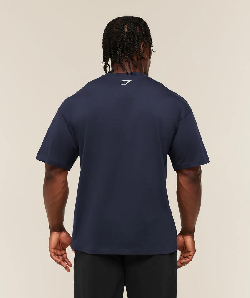 Gymshark Faded Collegiate Graphic T-Shirt - Heavy Blue