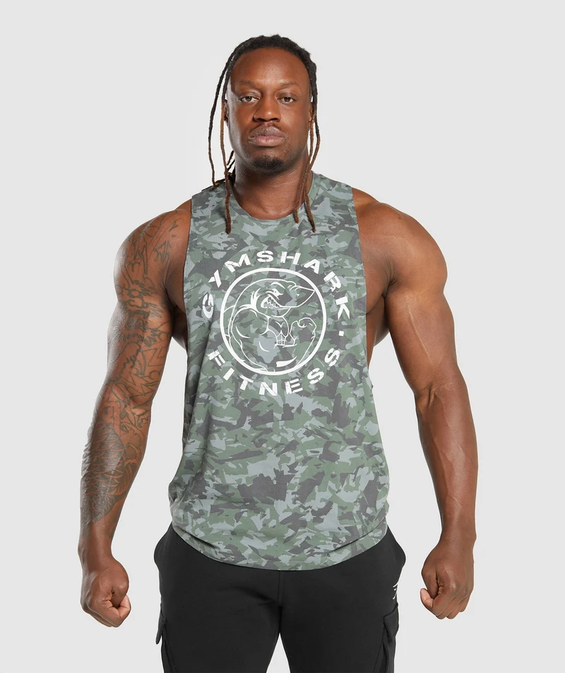 Gymshark Legacy Drop Arm Tank - Unit Green