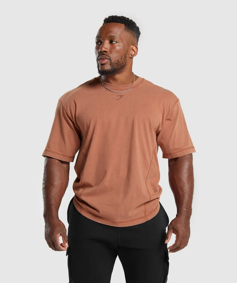 Gymshark Heritage Washed T-Shirt - Canyon Brown/Acid Wash Small Ball