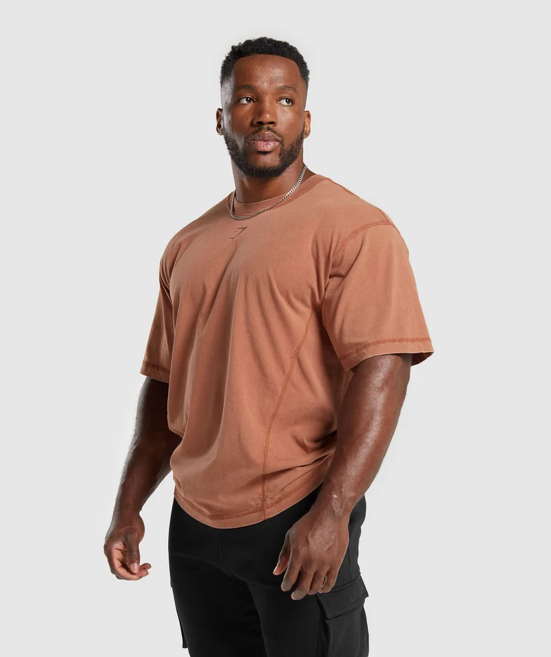 Gymshark Heritage Washed T-Shirt - Canyon Brown/Acid Wash Small Ball