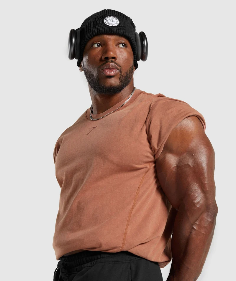 Gymshark Heritage Washed T-Shirt - Canyon Brown/Acid Wash Small Ball