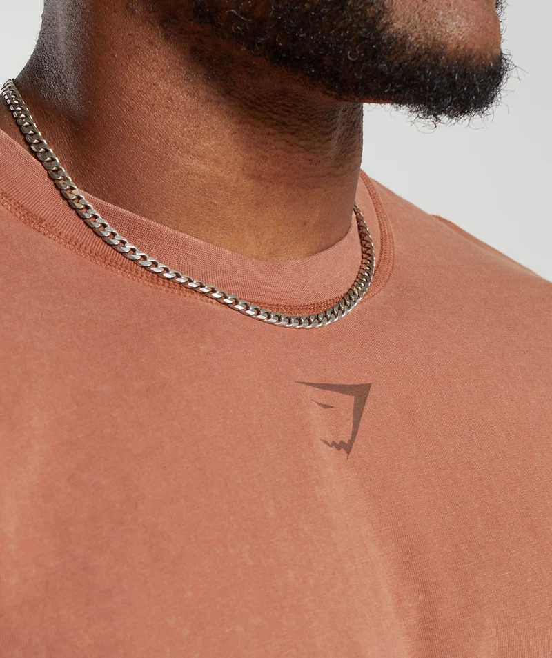 Gymshark Heritage Washed T-Shirt - Canyon Brown/Acid Wash Small Ball