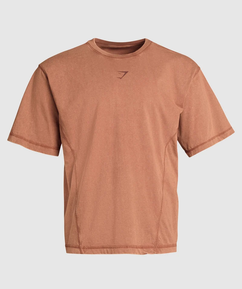Gymshark Heritage Washed T-Shirt - Canyon Brown/Acid Wash Small Ball