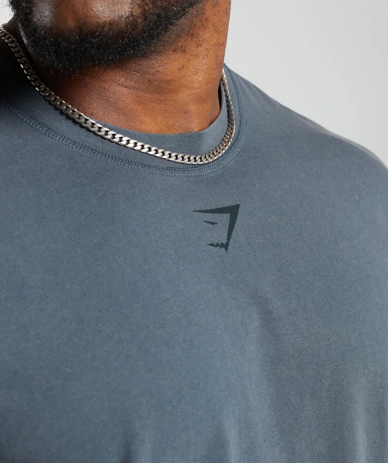 Gymshark Heritage Washed T-Shirt - Titanium Blue/Acid Wash Small Ball