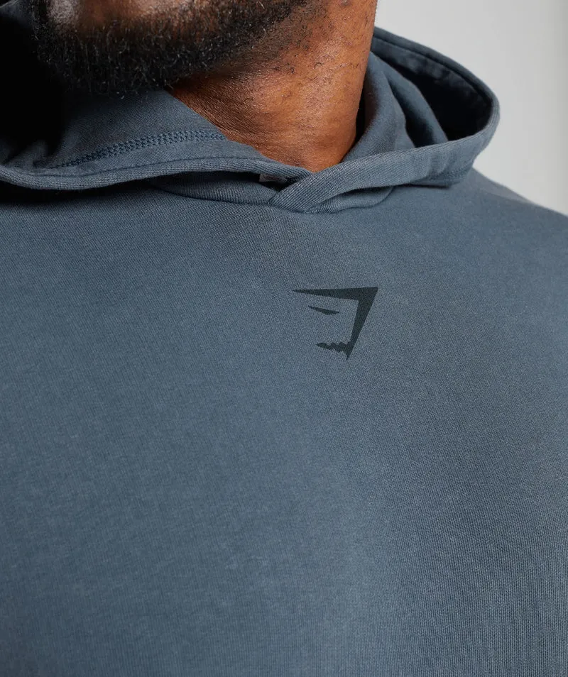 Gymshark Heritage Washed Hoodie - Titanium Blue/Acid Wash Small Ball