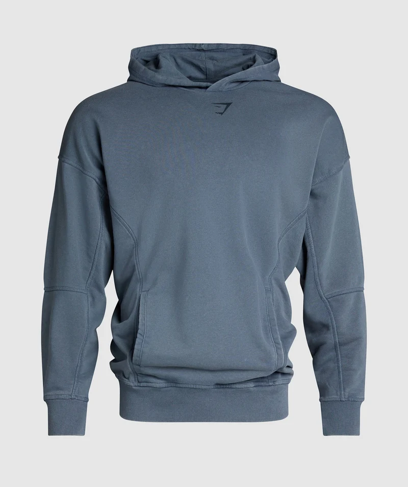 Gymshark Heritage Washed Hoodie - Titanium Blue/Acid Wash Small Ball