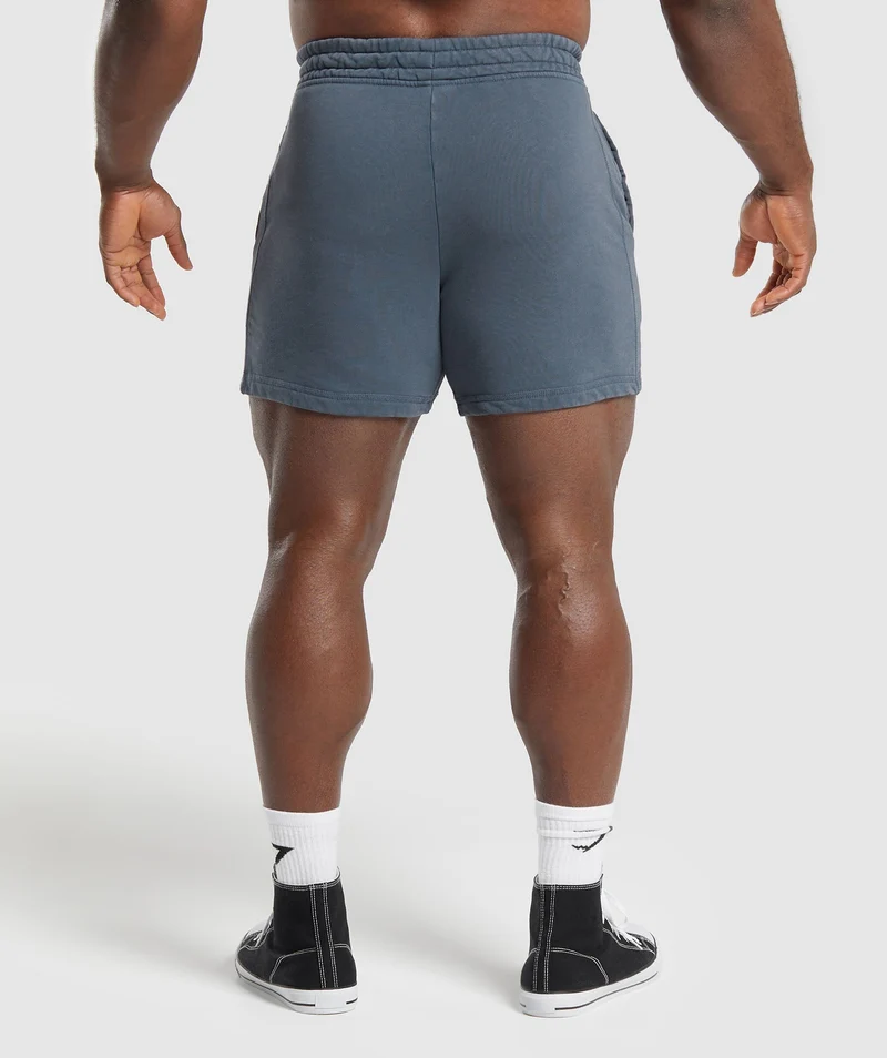 Gymshark Power Washed 5" Shorts - Titanium Blue/Acid Wash Small Ball