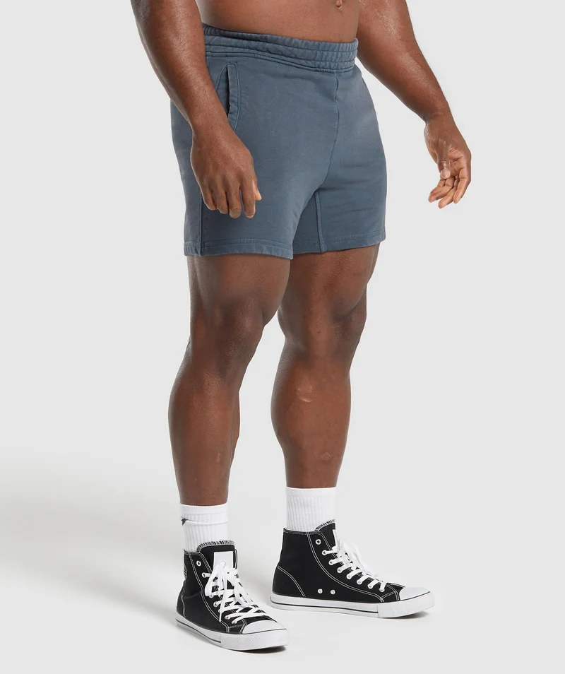 Gymshark Power Washed 5" Shorts - Titanium Blue/Acid Wash Small Ball