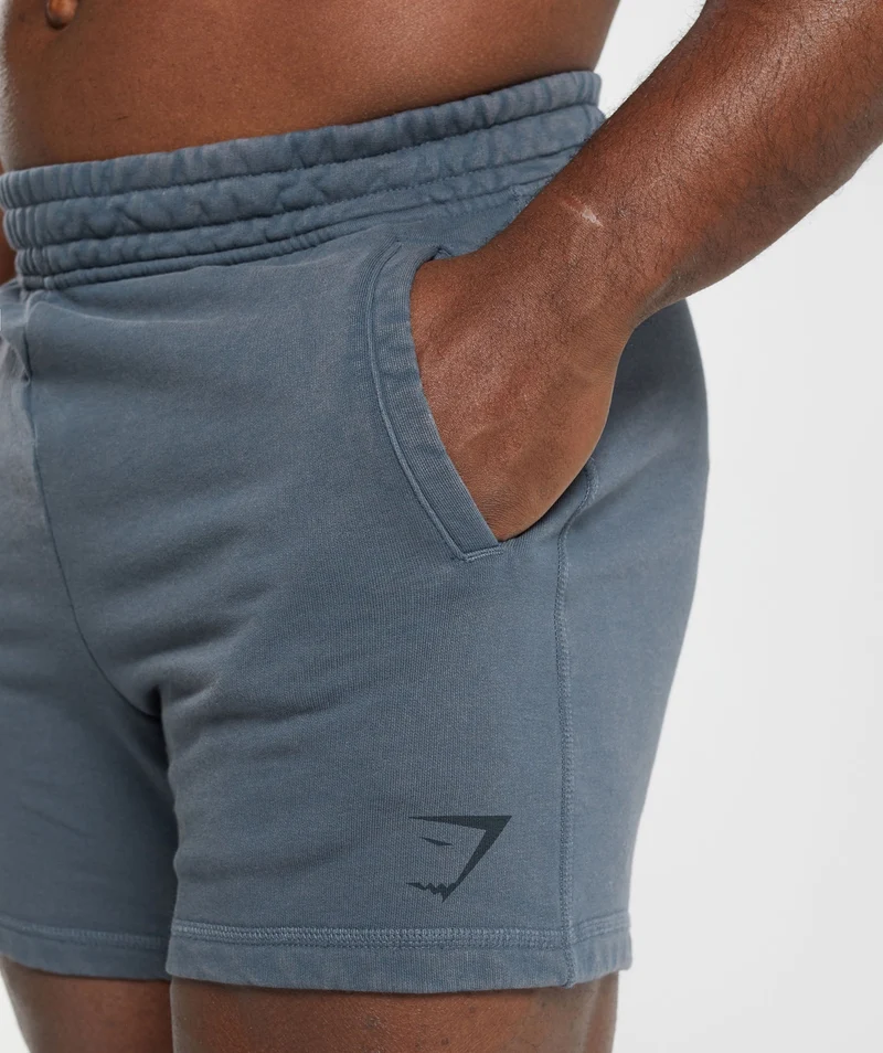 Gymshark Power Washed 5" Shorts - Titanium Blue/Acid Wash Small Ball