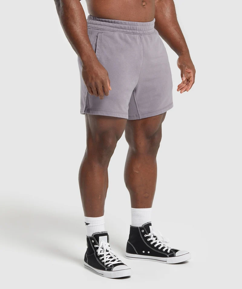 Gymshark Power Washed 5" Shorts - Fog Purple/Acid Wash Small Ball
