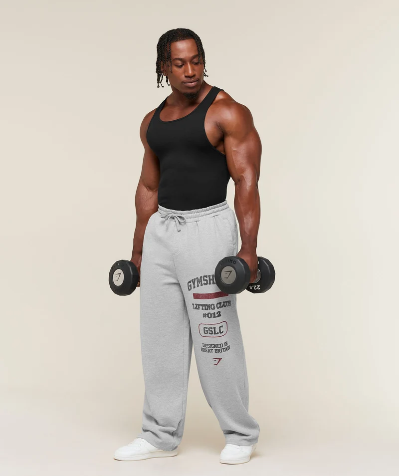 Gymshark Global Lifting Wide Leg Pants - Light Grey Core Marl