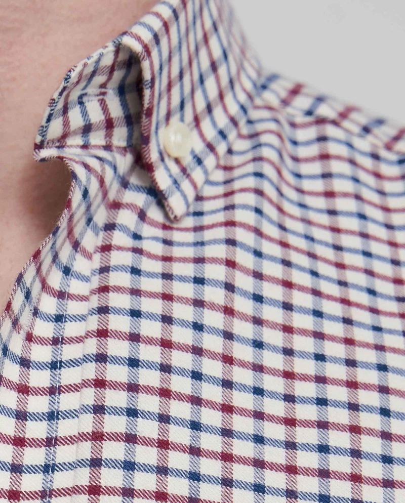 Button Down Hemd "Steward" im weinrot-blauen Fensterkaro