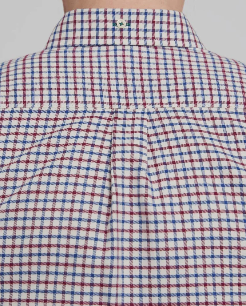 Button Down Hemd "Steward" im weinrot-blauen Fensterkaro