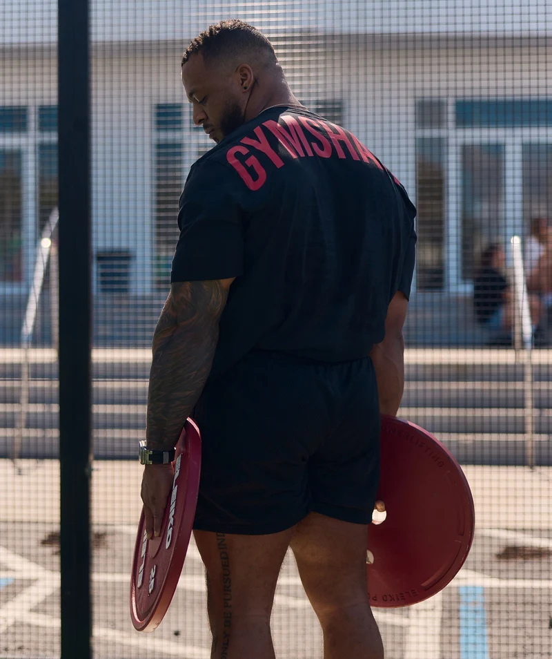 Gymshark Power T-Shirt - Black/Conditioning Red