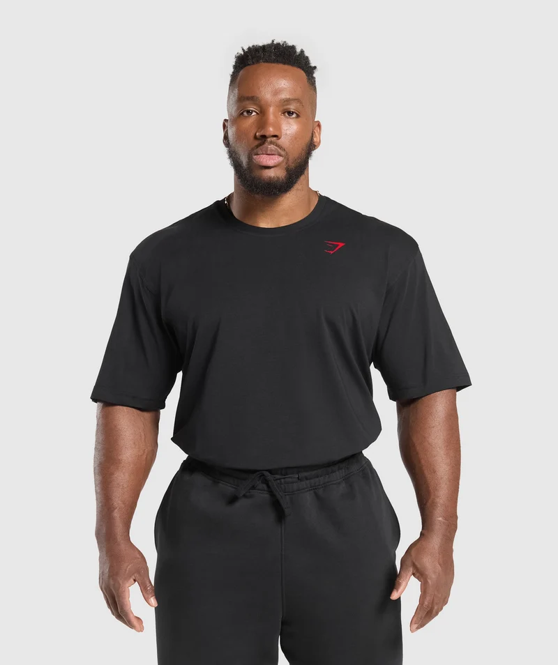 Gymshark Power T-Shirt - Black/Conditioning Red