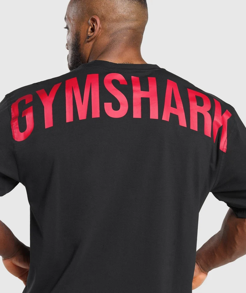 Gymshark Power T-Shirt - Black/Conditioning Red