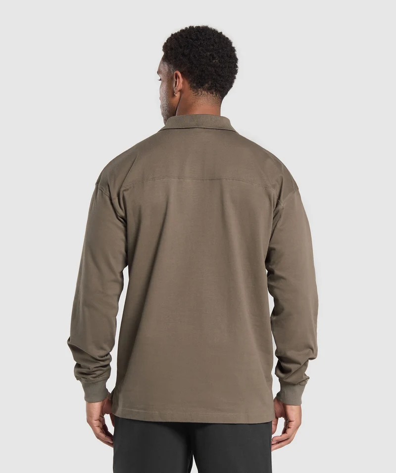Gymshark Long Sleeve Polo - Camo Brown