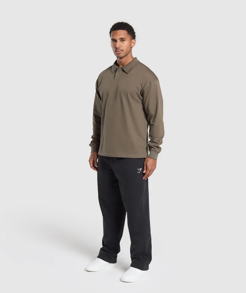 Gymshark Long Sleeve Polo - Camo Brown