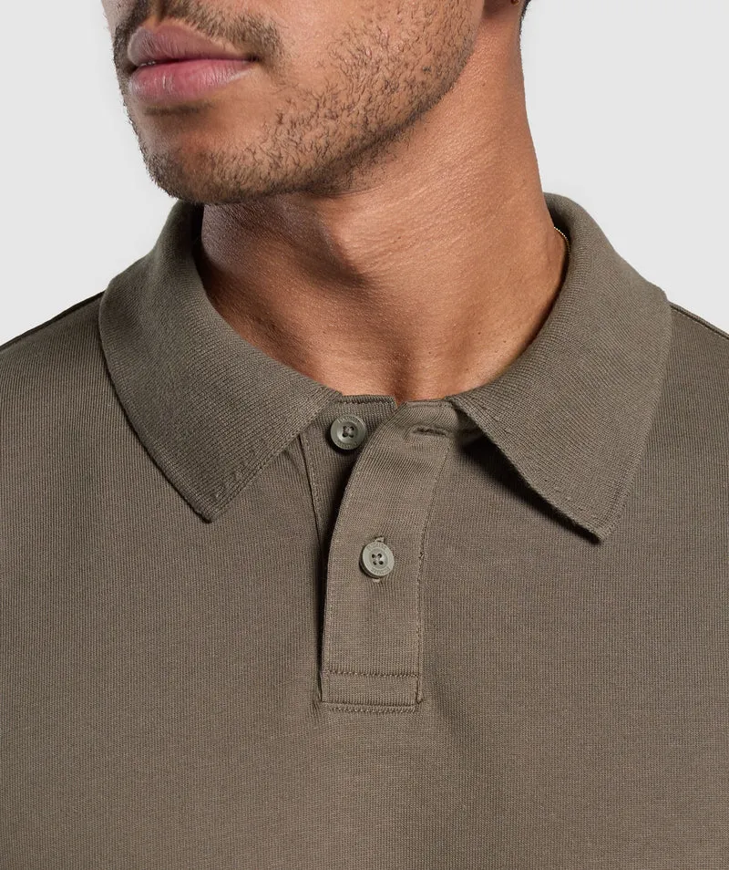 Gymshark Long Sleeve Polo - Camo Brown
