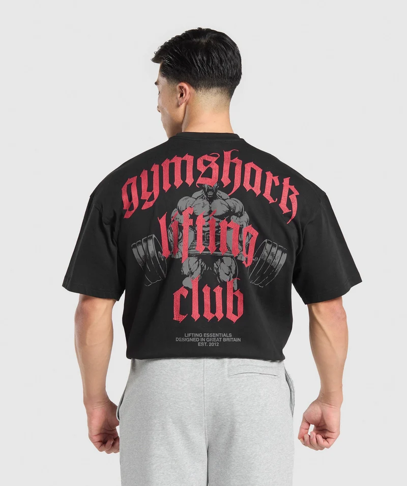 Gymshark Lifting Club Graphic T-Shirt - Black