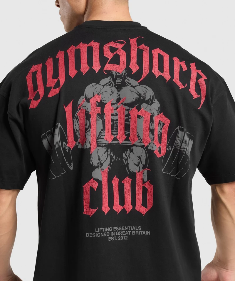 Gymshark Lifting Club Graphic T-Shirt - Black