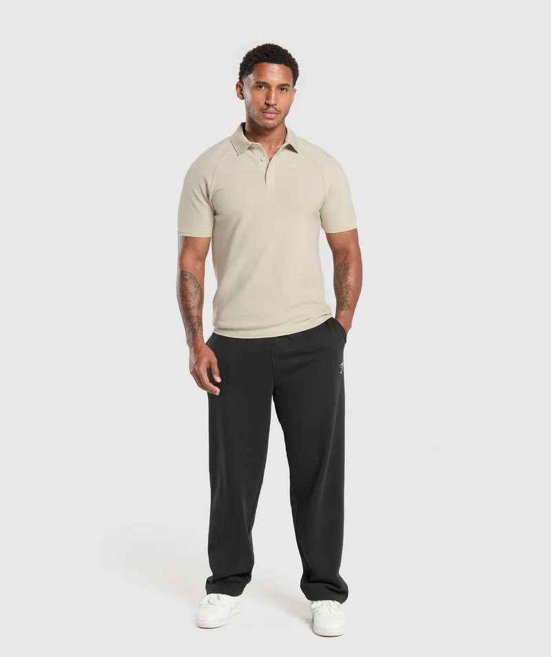 Gymshark Waffle Polo Shirt - Pebble Grey