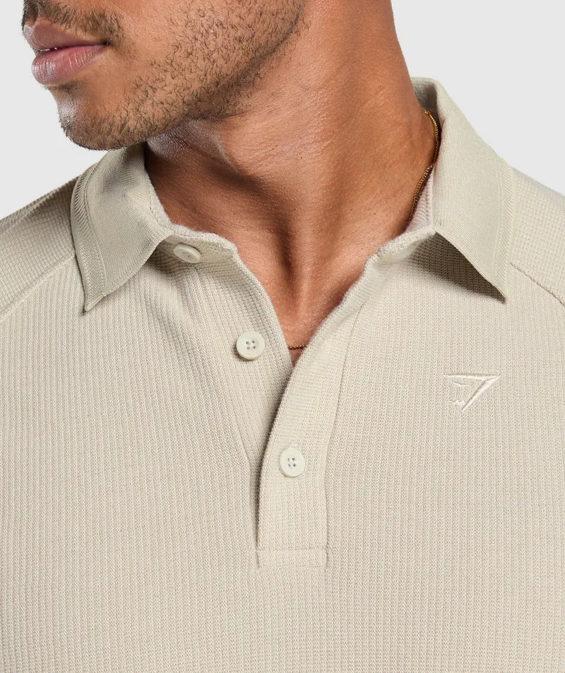 Gymshark Waffle Polo Shirt - Pebble Grey