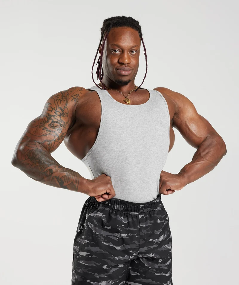 Gymshark Ribbed Tank 1PK - Stone Grey Marl