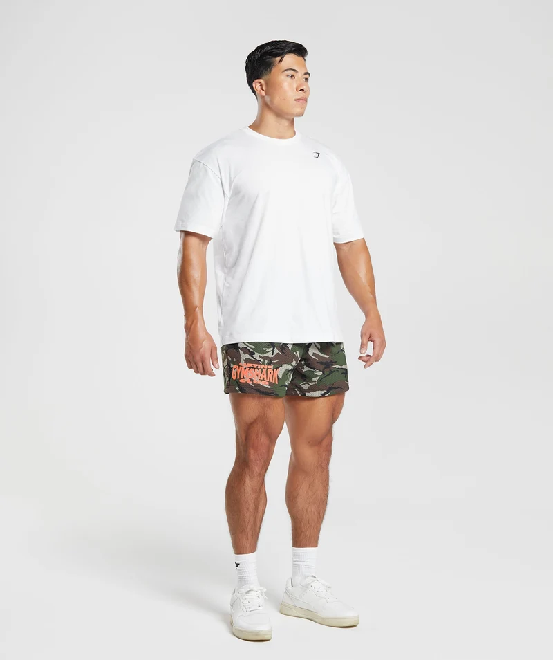 Gymshark Lifting Club Printed Mesh 5" Shorts - Winter Olive