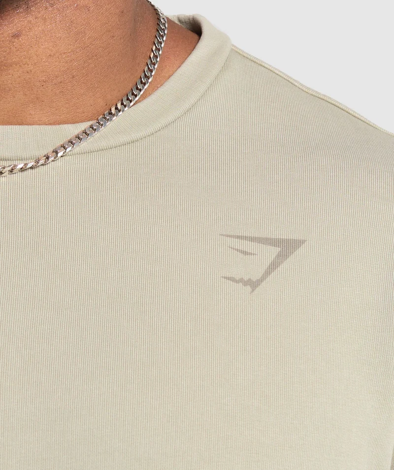Gymshark Power Washed Crew - Ecru Brown/Acid Wash Small Ball
