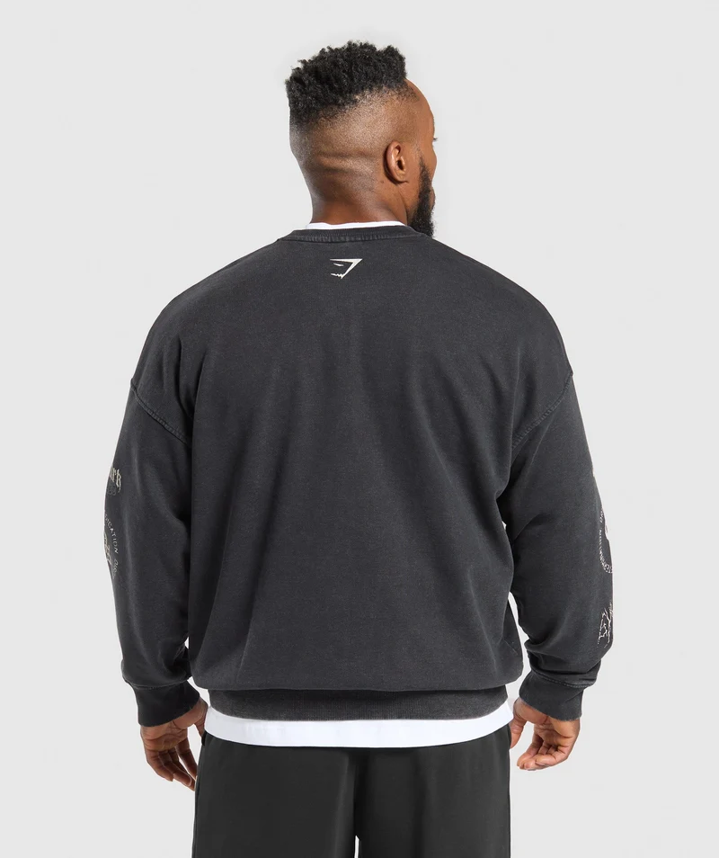 Gymshark Distressed Graphic Crew - Black/Wash