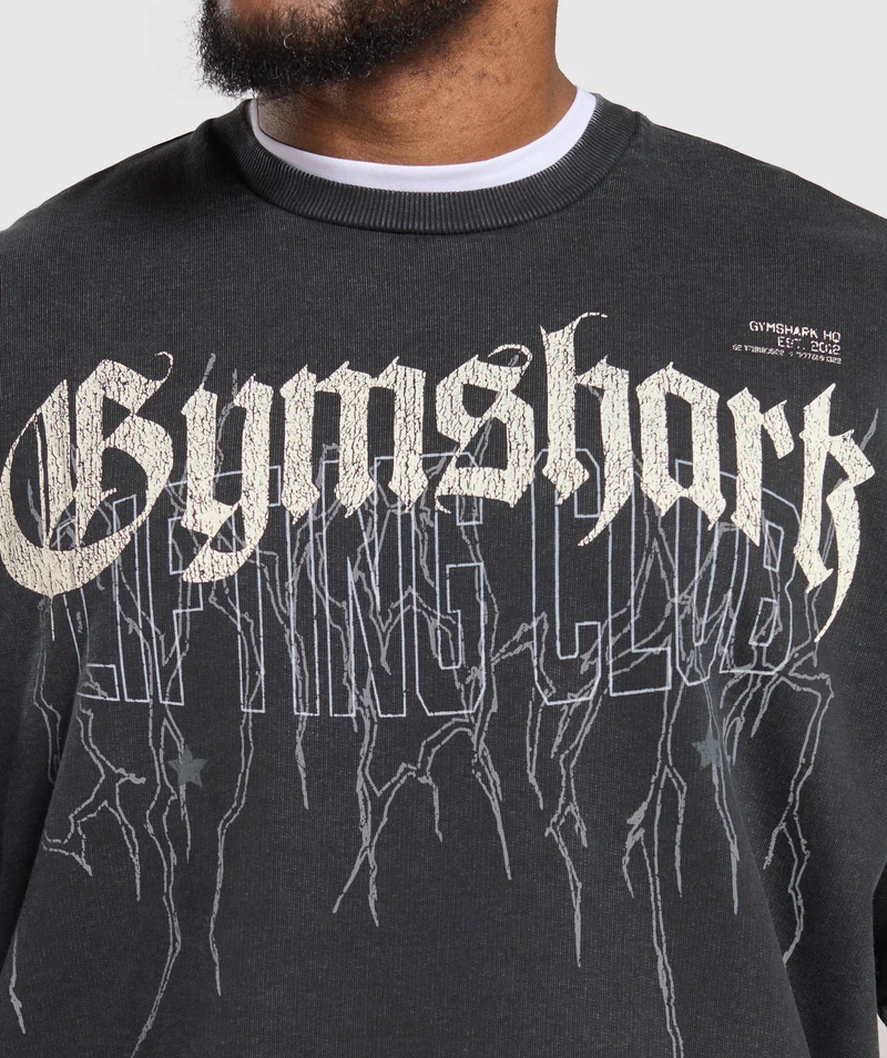 Gymshark Distressed Graphic Crew - Black/Wash