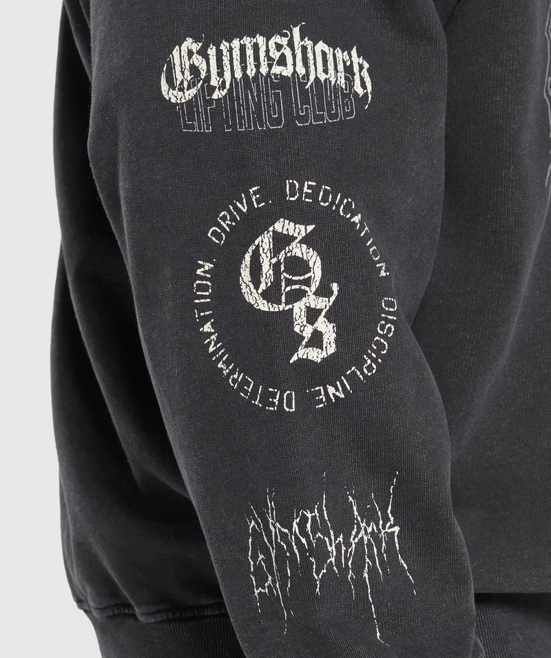 Gymshark Distressed Graphic Crew - Black/Wash