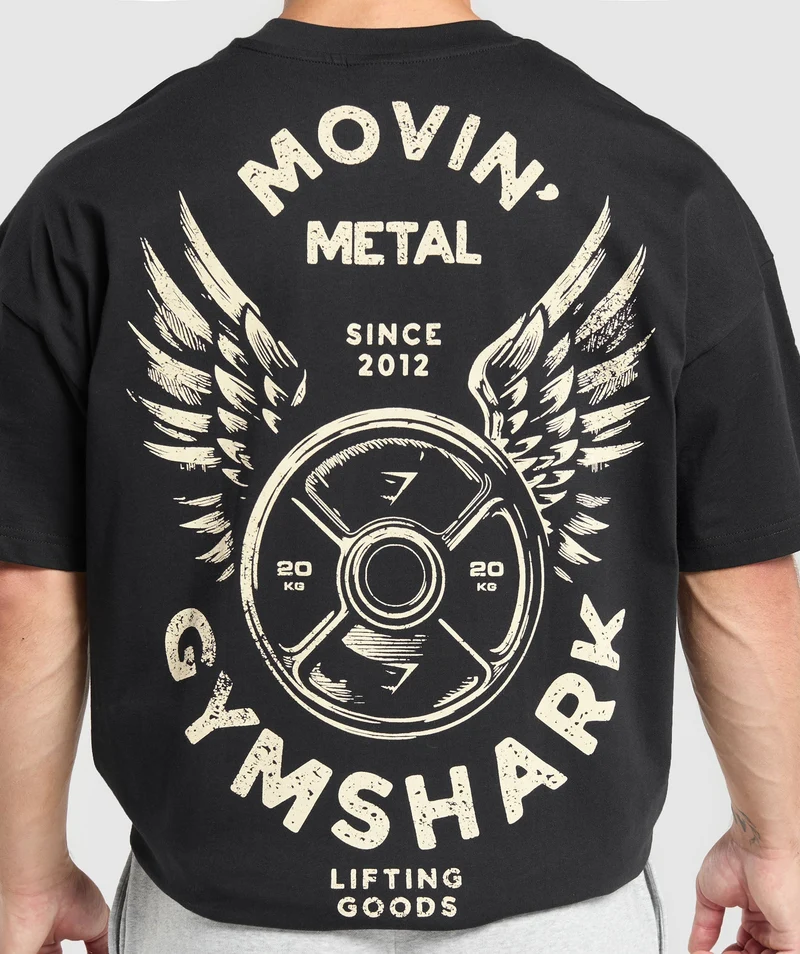 Gymshark Movin' Metal Graphic T-Shirt - Black