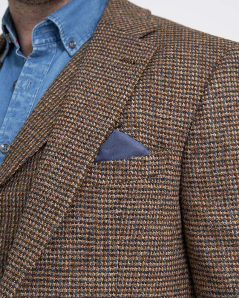 Harris Tweed Sakko "London" in buntem Hahnentritt