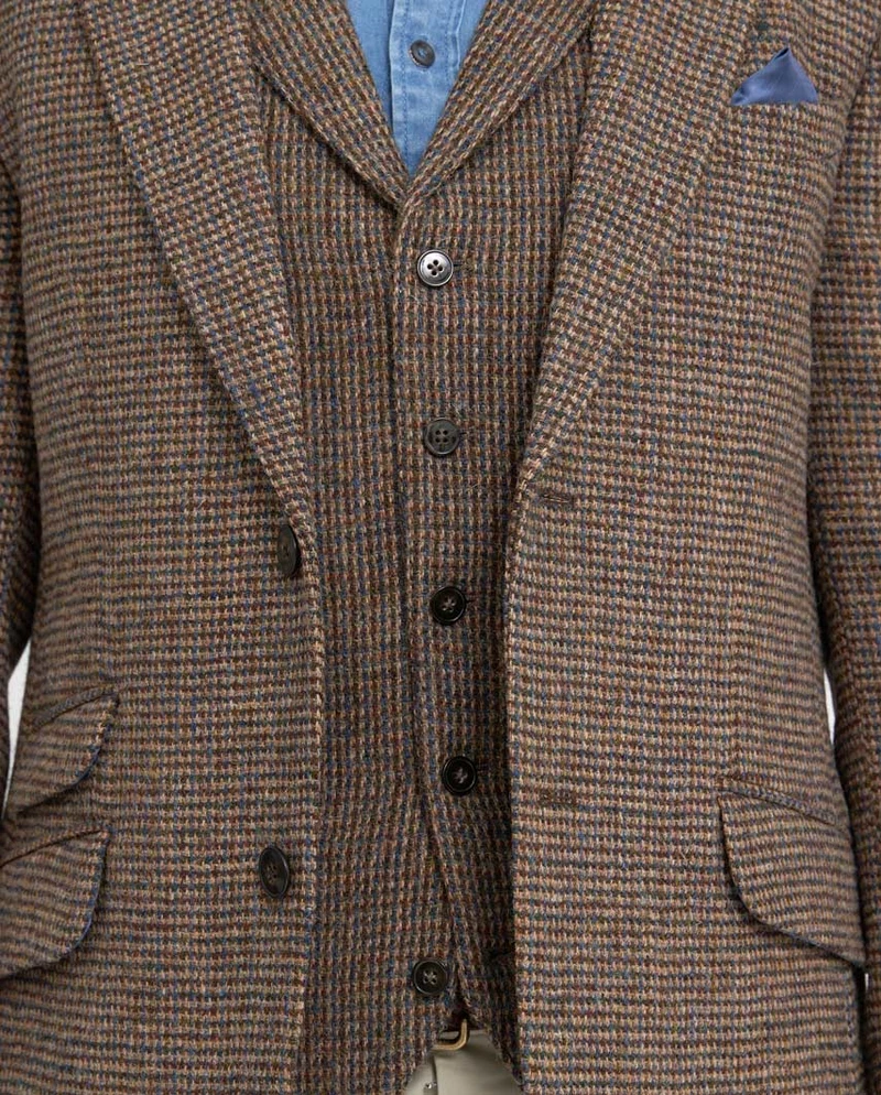 Harris Tweed Sakko "London" in buntem Hahnentritt