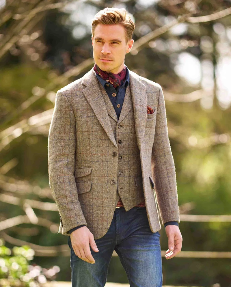 Harris Tweed Sakko "London" in Walnut Check