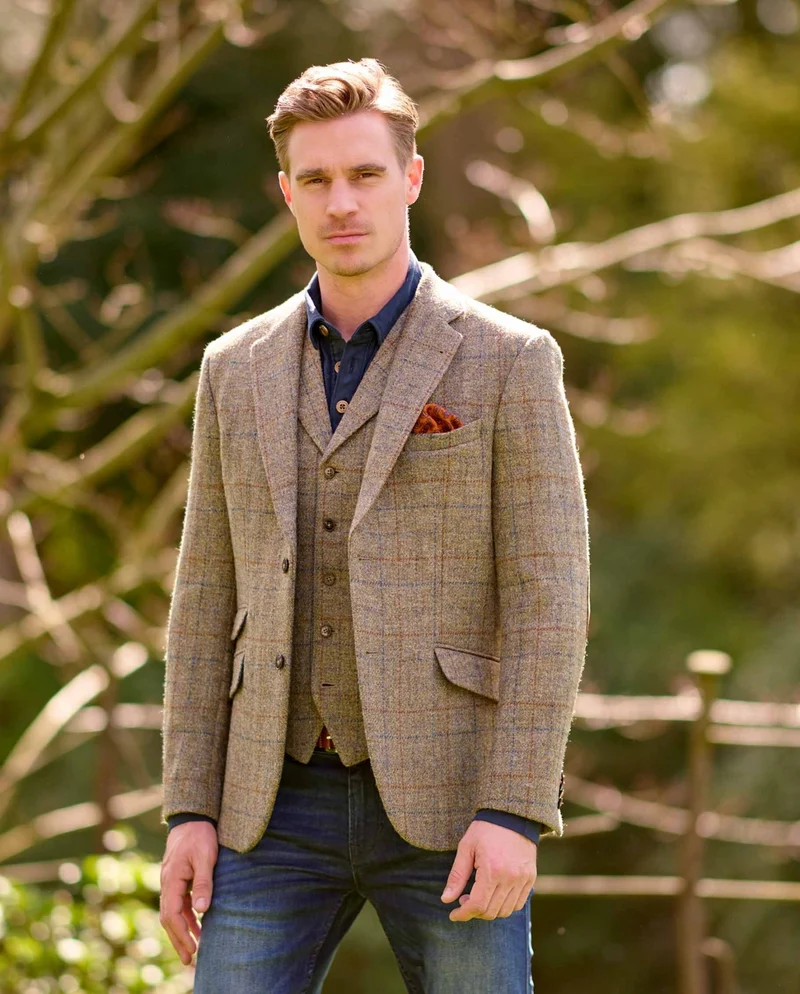 Harris Tweed Sakko "London" in Walnut Check