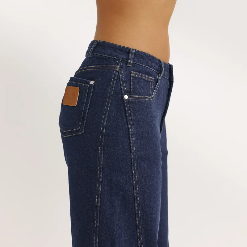 Low-Rise-Jeans mit Weitem Bein - Indigo