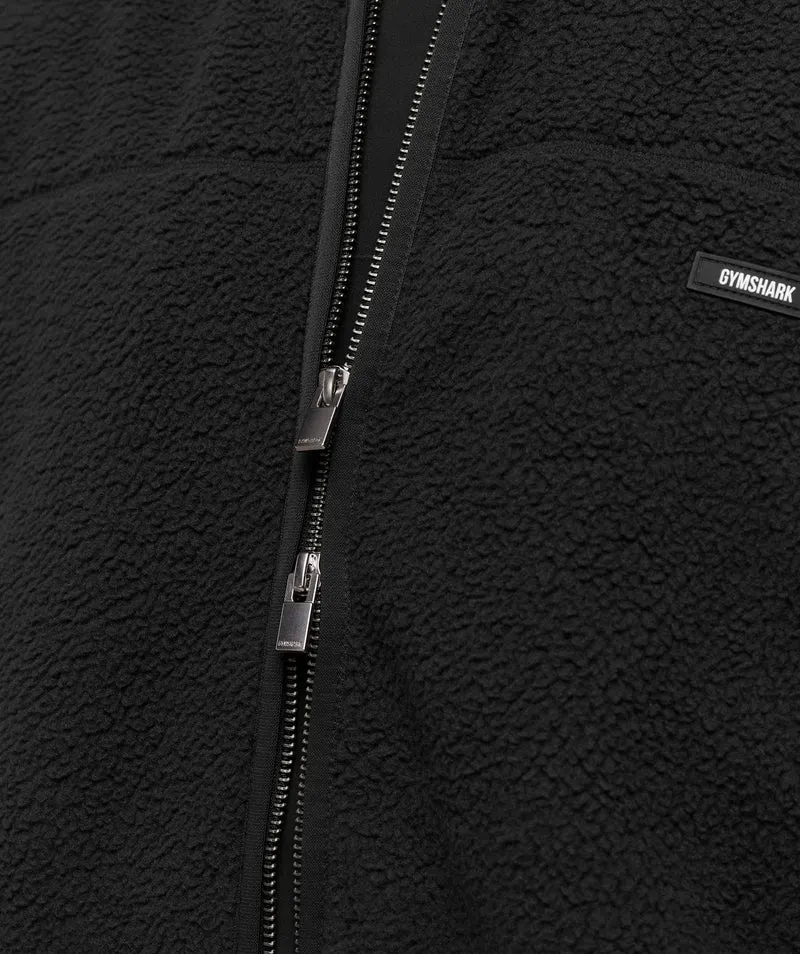 Gymshark Fleece Zip Through Jacket - Black