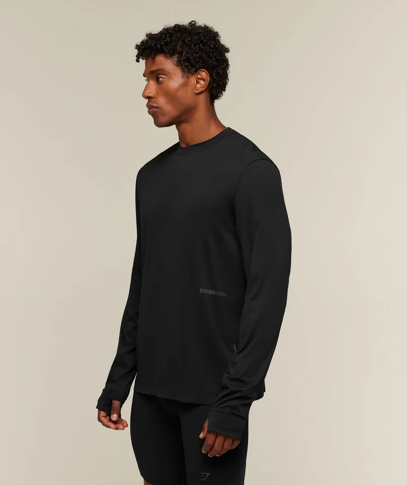 Gymshark Running Elite Long Sleeve T-Shirt - Black