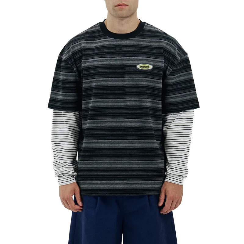 Metalwood Double Layer Striped T-Shirt